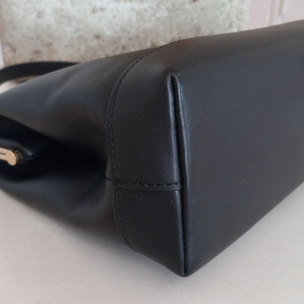 Anine Bing Elly Gold Frame Satchel Bag, Black Leather - Picture 15 of 16